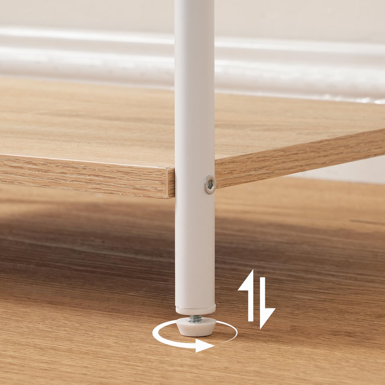 HOOBRO Porte-Serviettes sur Pieds avec 3 Barres, Support Salle de Bain, Blanc et Bois EWN05LB01