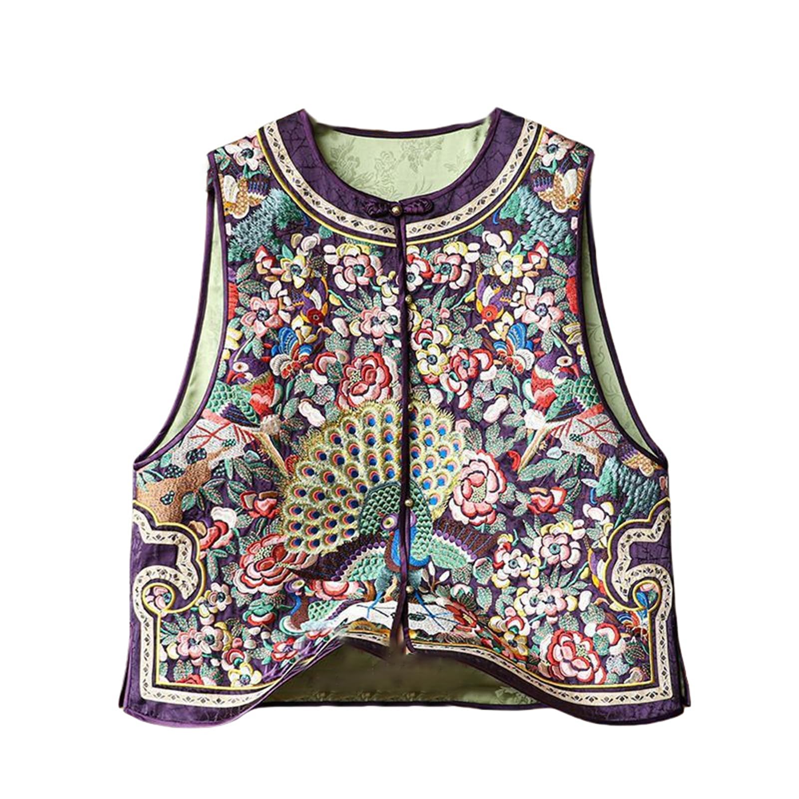 Chaleco de primavera étnico con bordado tradicional chino para mujer sin mangas 6