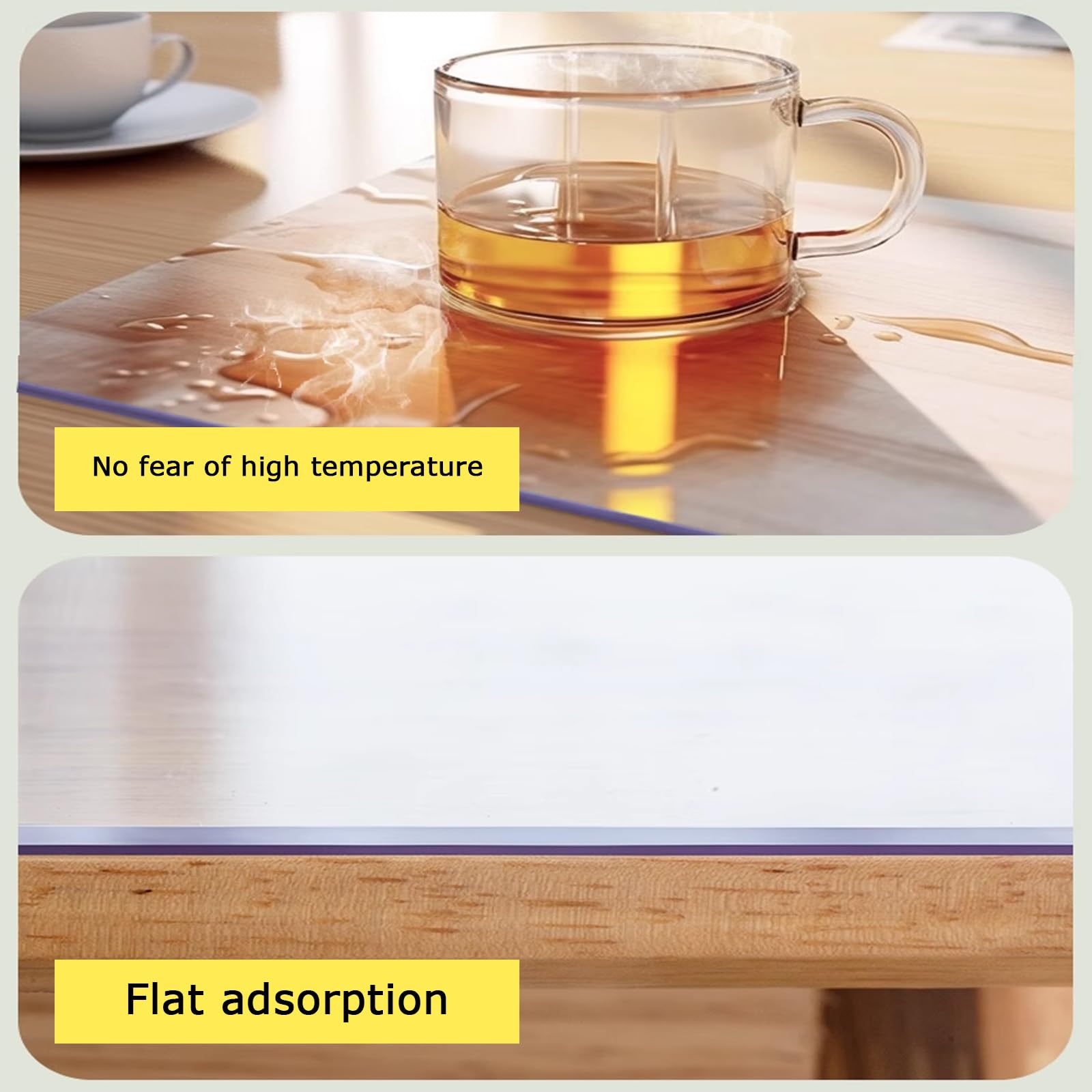 Protector de Mesa Transparente de PVC de 1.5mm para Trabajo Pesado,Mantel Rectangular,Cubierta de Mesa con Bisel de 75°,Mantel de Escritorio Sin Encogimiento y Sin Olor (75x150cm/30x59in)