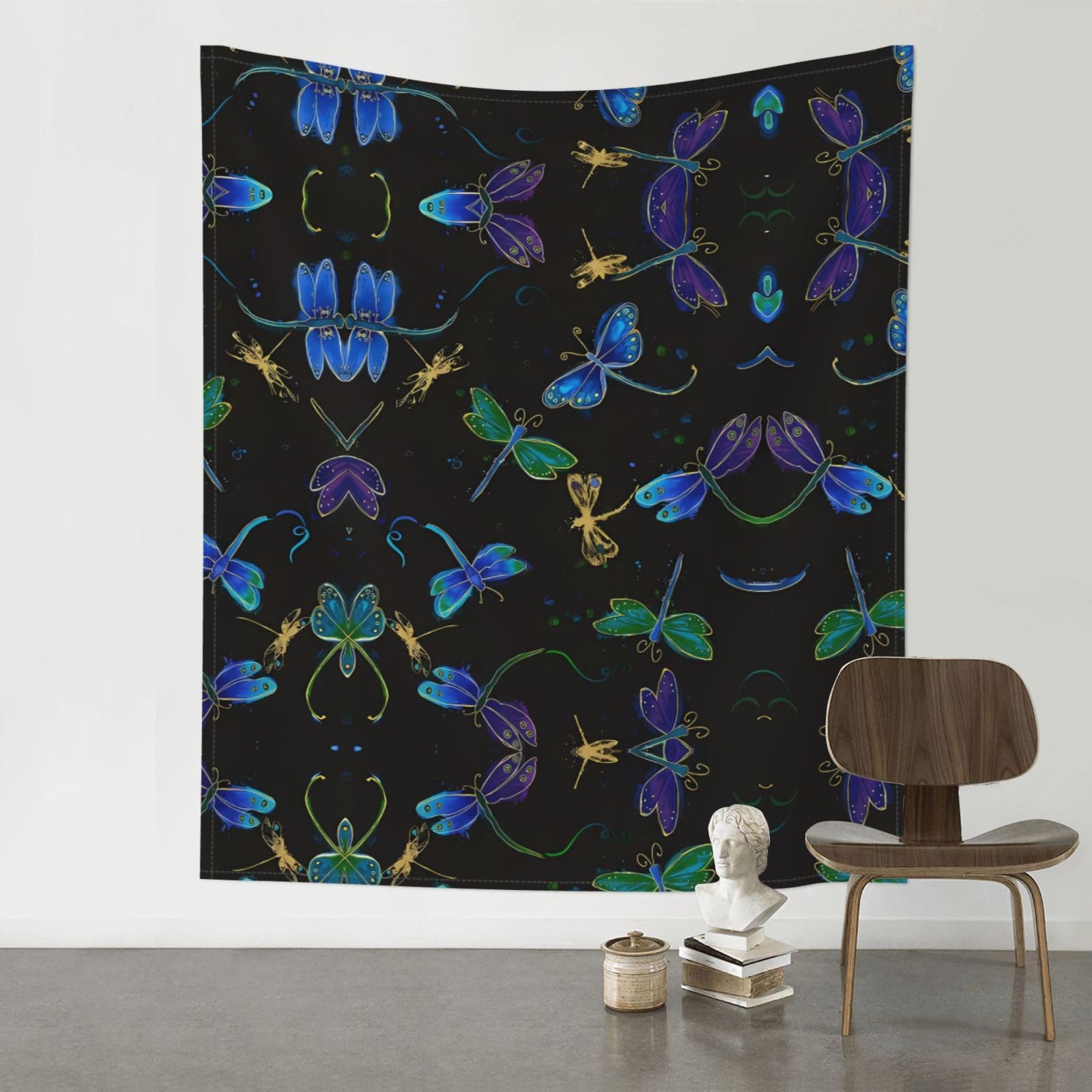 HJFCZH Dragonfly Prints Wall Tapestry 60x51in – Boho Decor Throw for Bedroom, Dorm, Beach Cover & Picnic Blanket