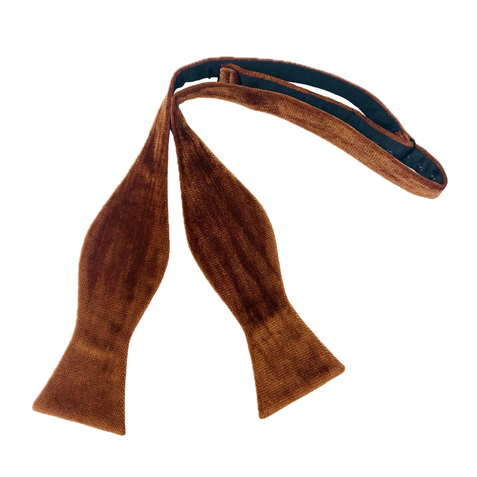King & Priory Bronze Luxury Textured Velvet Self-Tie Bow Tie, Brown