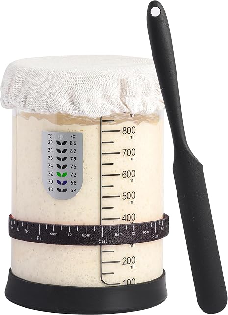 Vistara Sourdough Starter Kit- 1L Large Capacity Sourdough Starter Jar with Silicone Lid