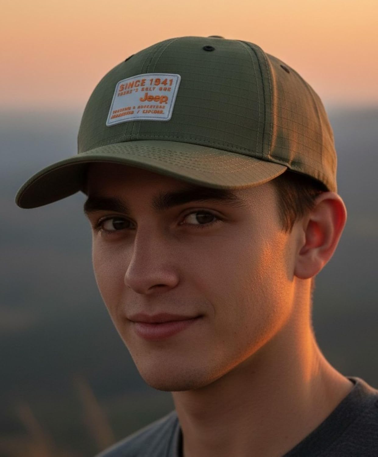 Jeep Since 1941 Ripstop Hat – Wrangler Off-Road Adjustable Cap with Rubber Patch