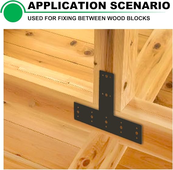 2pcs 14x10 T Shape Steel Flat Post Bracket T Shape Heavy Duty Wood 4x4 Wood Pergola Bracket Powder Coated T Beam Bracket T Truss Bracket T Post Mending Plate Black | 高耐久パーゴラブラケットパウダーコーティング、Tビームトラスブラケット。