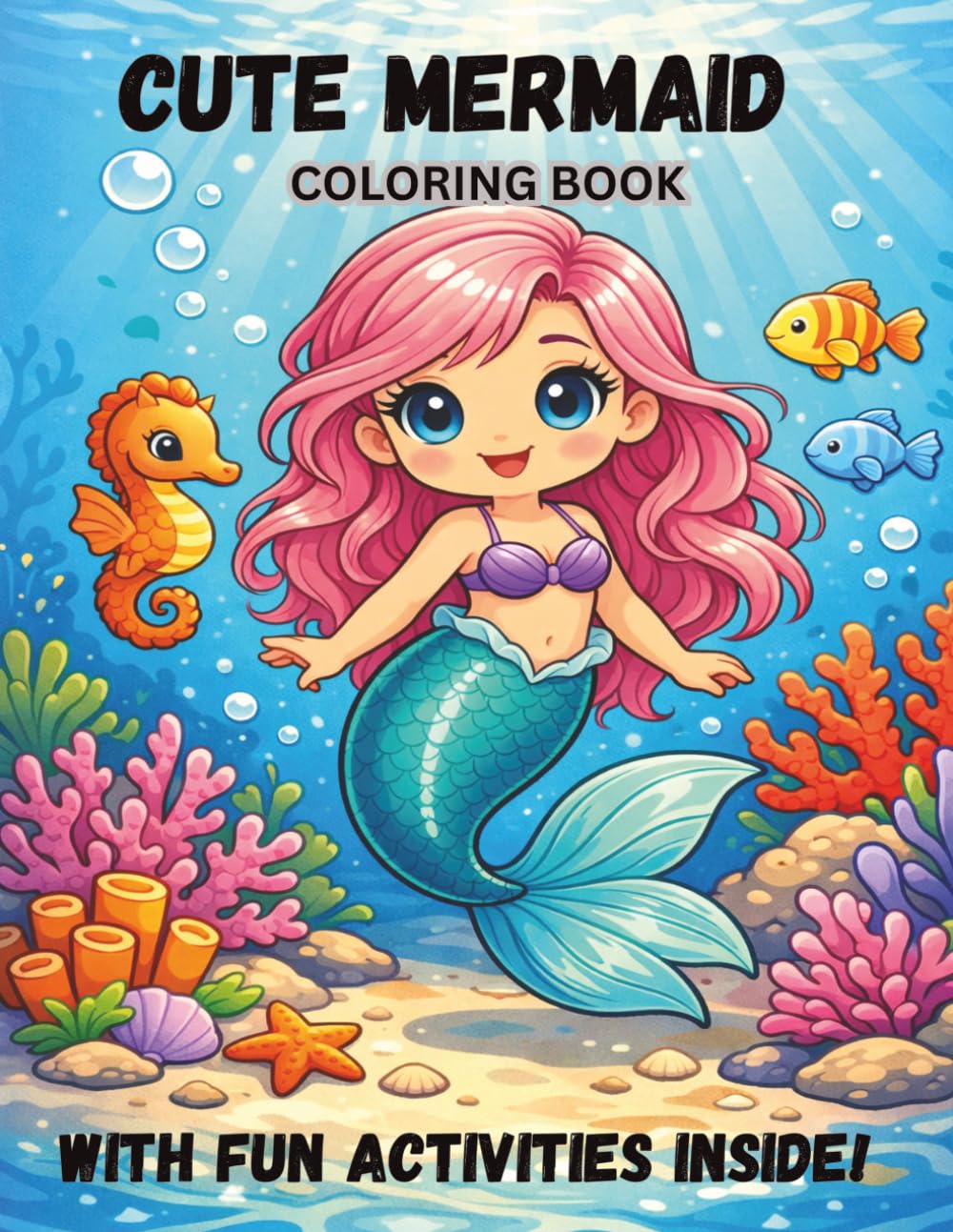 Jumbo Cute Mermaid Coloring Book for Kids Ages 4–8: Bold & Easy- Pages +230- Mermaid Coloring Pages + Fun Activity Pages for Creativity & Learning
