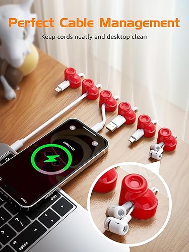 Miniatura 2 de Paquete de 6 clips magnéticos para cable, soporte ajustable suave para cable de teléfono celular con forma de zapato, clips de cadena de luces para