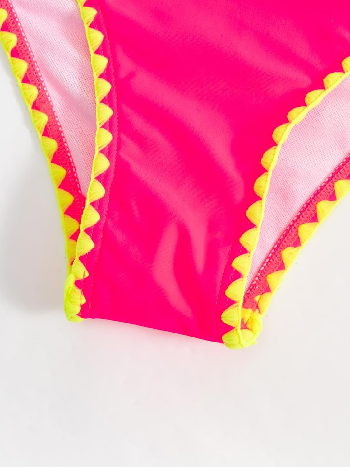 Sexybody Women's Bandeau Bikini Strapless Bikini Neon Color Block Two Piece Whip Stitch Trim Bathing Suits - Image 7