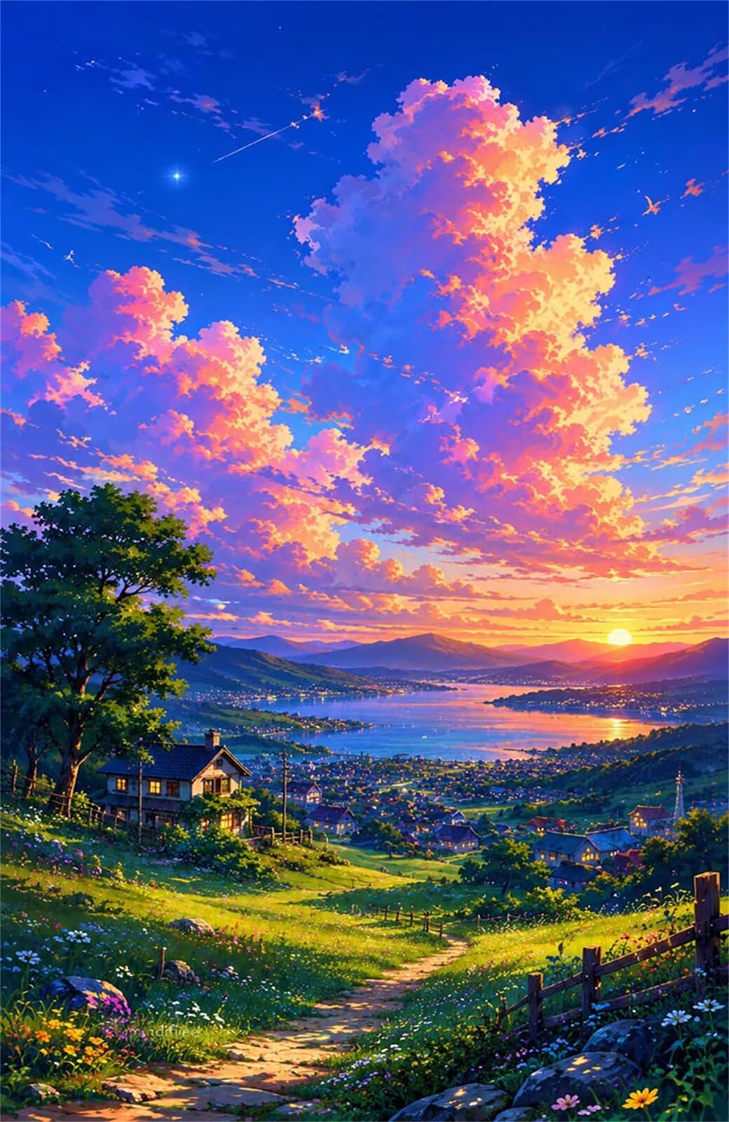 Puzzle de 1500 Piezas para Adultos - Paisaje Campestre Atardecer - Rompecabezas Premium con Reverso de Letras para Clasificación, Regalo de Gama Alta para Aficionados, 87x57 cm