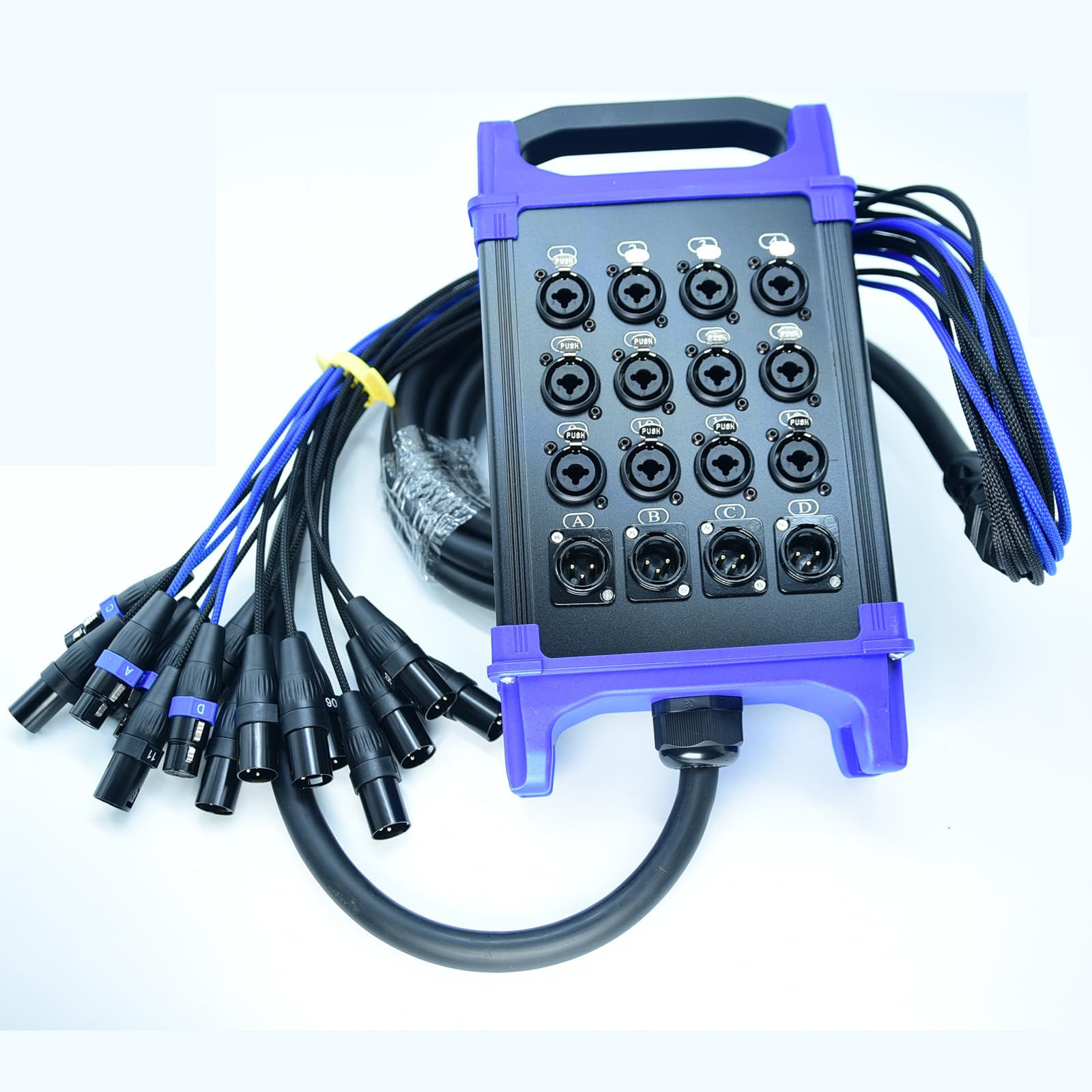 Arklove Câble répartiteur 12 femelles 4 mâles 16 canaux à profil bas XLR 6,35 mm TRS Send Sub Combo 30,5 m