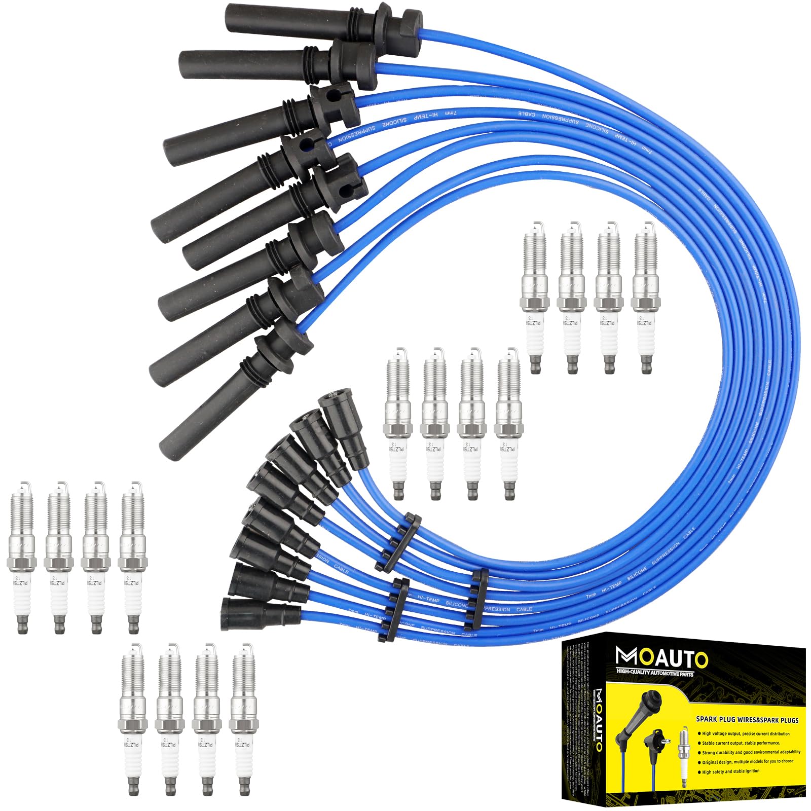 Set of 16 PCS Iridium Spark Plugs with Wire Set 671-8127 53020 RC-CRX056 Compatible with Dodge Durango Ram 1500 2500 3500 V8 5.7L