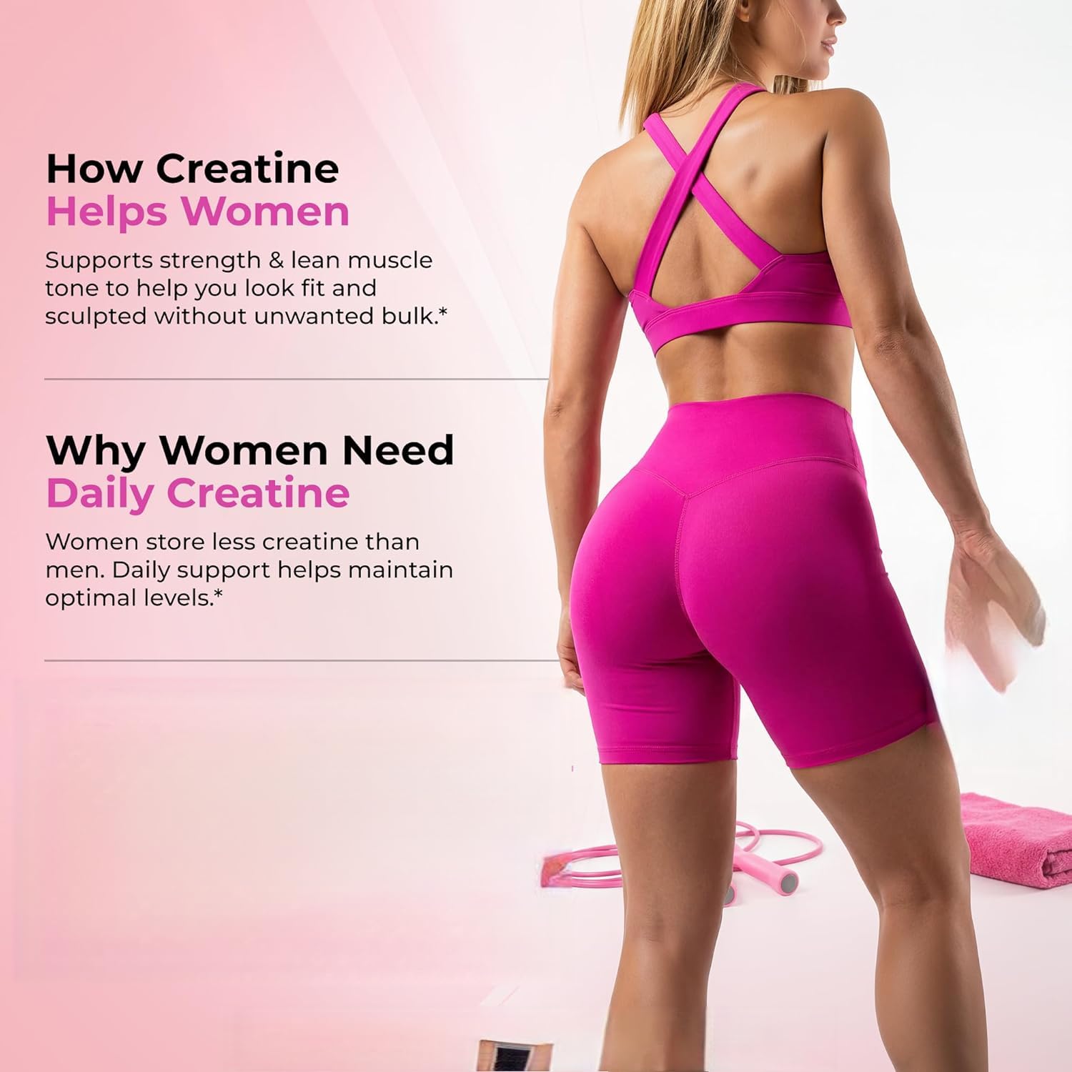 Complexe Créatine pour Femmes – Favorise le développement musculaire, la récupération post-entraînement et l’élasticité de la peau