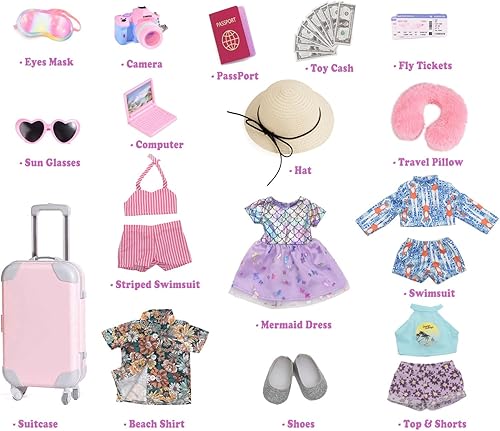 Miniatura 2 de Juego de accesorios de ropa de muñeca de 18 pulgadas, maleta de tamaño grande, accesorios de muñeca de moda para muñecas de 18 pulgadas