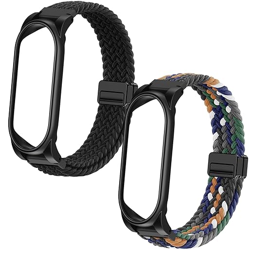 2 Pack Adjustable Braided Wristband Compatible with Plaud NotePin & NotePin S AI Voice Recorder,Breathable Soft Wearable Strap with Magnetic Buckle and PC Case,Lightweight Band,Recorder Accessories