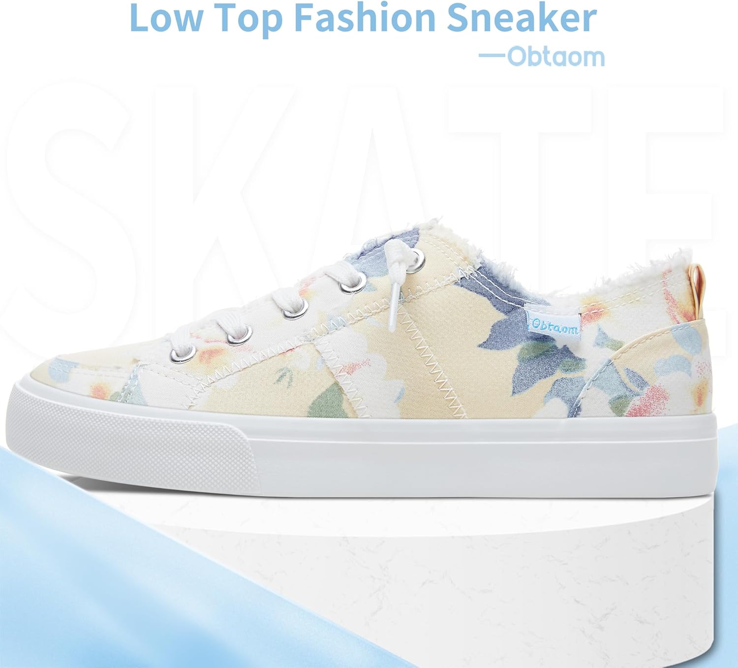 Obtaom Women's Play Fashion Sneaker White Color Washed and Leopard Canvas Slip on Shoes - Image 3