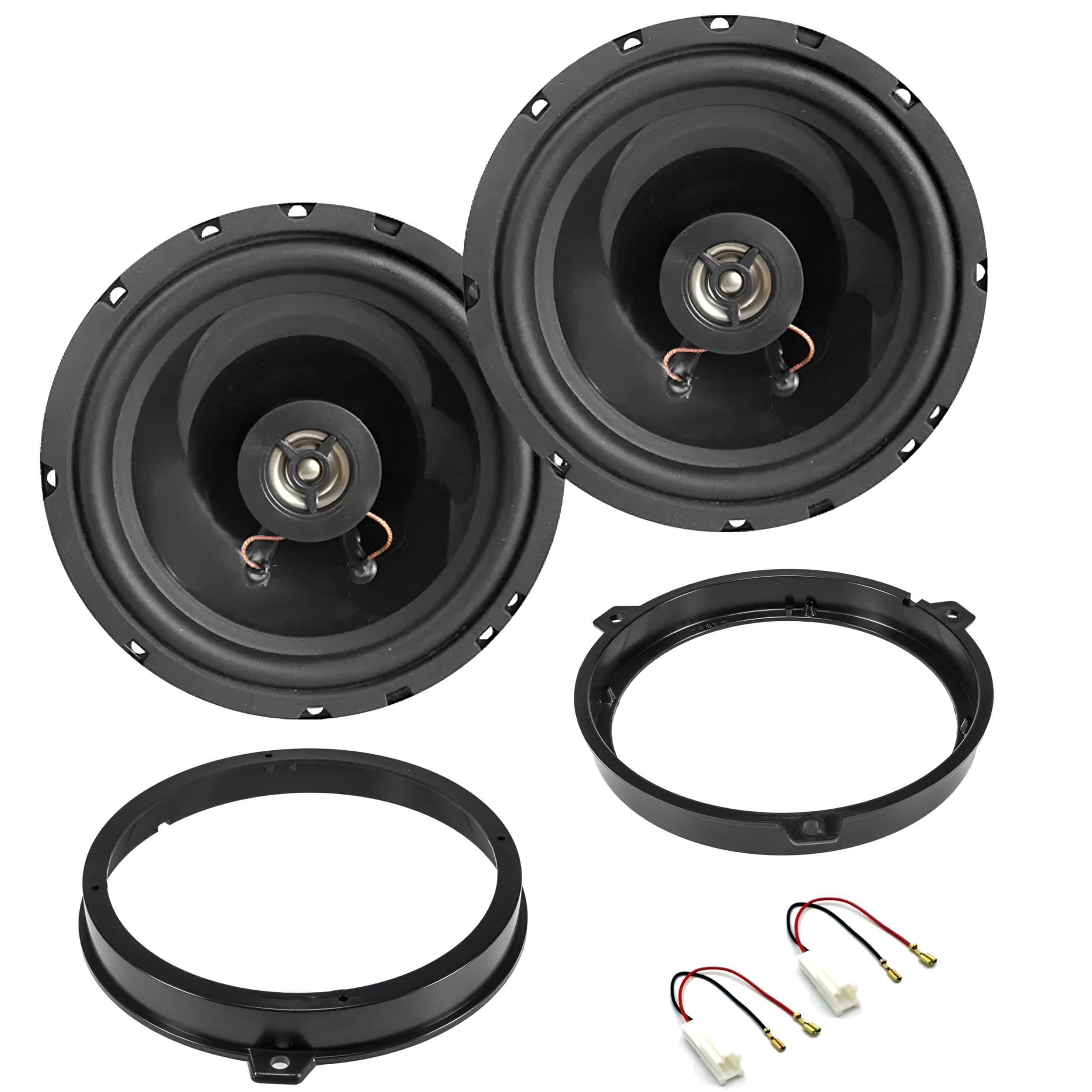 Sound Way Kit Altoparlanti 2 Vie Coassiali 16,5 cm (120 W Max / 60 W RMS) con Adattatori e Cavi Connettori – Compatibile con FIAT Panda 169 (2002 – 2012) – Solo per Portiere Posteriori