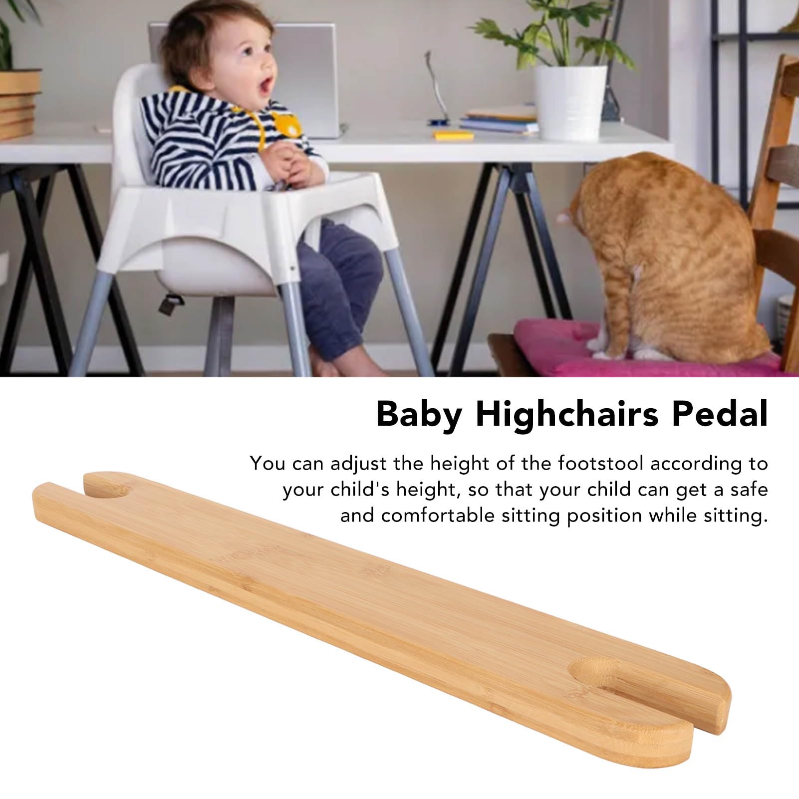 Reposapiés para silla alta, altura ajustable, evita resbalones, sillas altas para bebé, pedal, reposapiés de madera de bambú, accesorios para silla alta