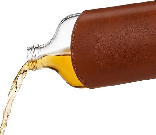 Miniatura 7 de Viski Admiral Parker - Frasco de vidrio para hombre, elegante frasco de cadera a prueba de fugas con funda de cuero para whisky, vodka, regalos para