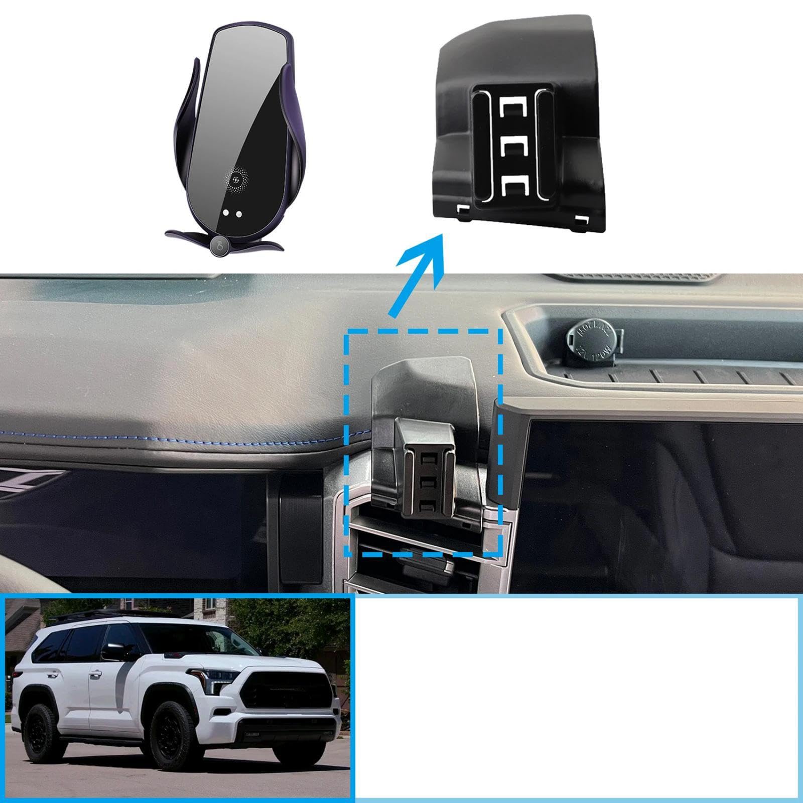 Soporte Móvil Coche para Toyota Sequoia 2022-2024, Soporte para teléfono móvil para Coche Soporte para GPS Soporte de navegación