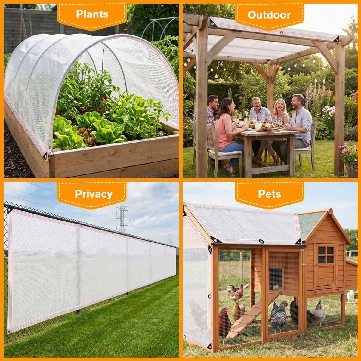 50% Sun Shades Cloth Cover Outdoor Patio Sunshade Mesh Tarp with Grommets, Outside Anti-Uv White Canopy Net for Porch Pergola Chicken Coop Greenhouse Plants Breathable Sun Screen Netting(5x13ft)