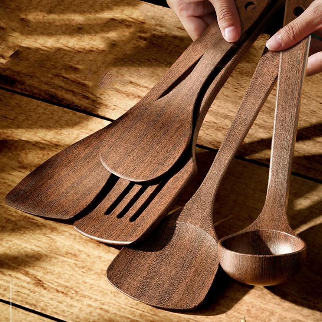 Holz Kochutensilien 5 Stück Sets Kochlöffel Spatel Küche Kochgeschirr Gadgets