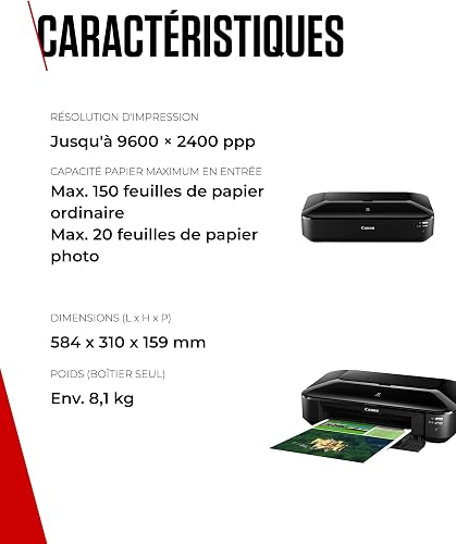 Canon PIXMA iX6850 Imprimante WiFi (Noire) 5 Encres - Imprimante Multifonction de Bureau Hautement Performante - Impressions A3+ de Qualité Pro - Connectivité Wi-FI-Ethernet - Imprimante Jet d’Encre - 6