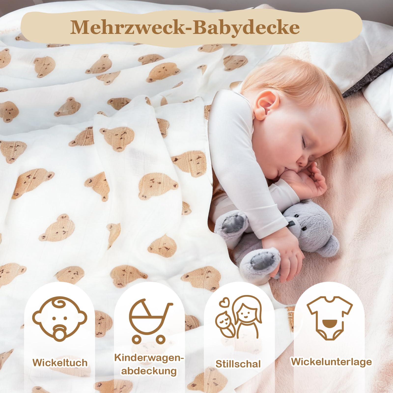 Herefun Baby Geschenk Jungen Mädchen, Neugeborenen Geschenk zur Geburt, Babygeschenke Babyparty Shower Set mit Baby Strampler, Socken, Badetücher, Grußkarten, Greifling Rassel Spielzeug