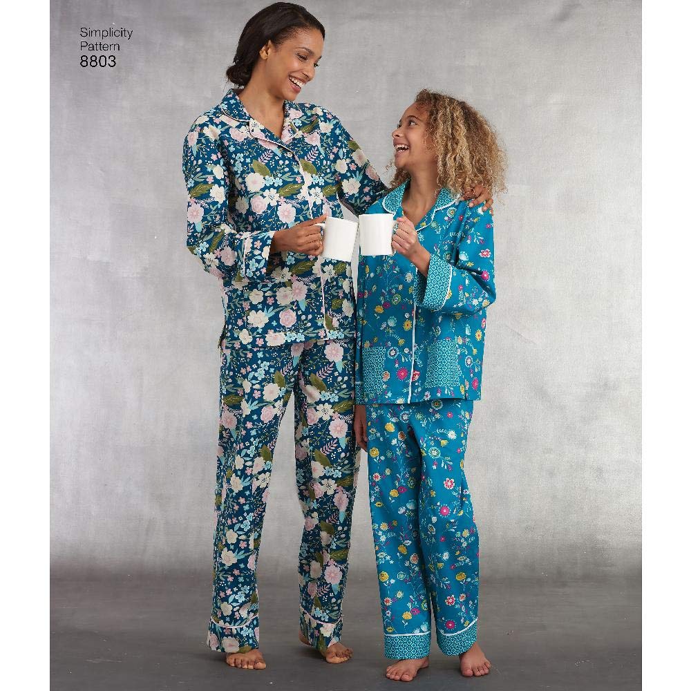 SIMPLICITY 8803 LOUNGE PANTS SHIRT ADULT CHILD Sewing Pattern Sizes XS-L  XS-XL