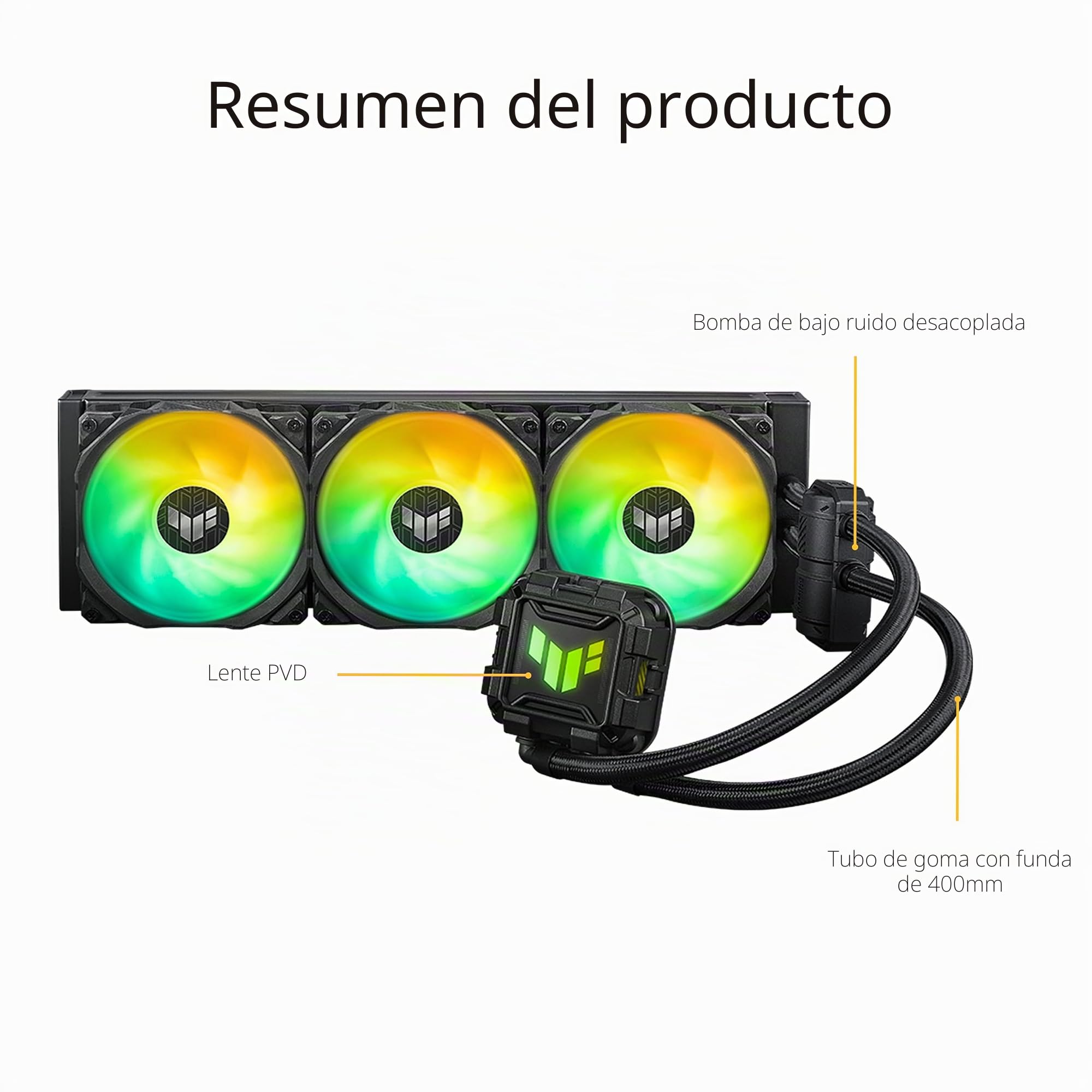 ASUS TUF Gaming LC II 360 ARGB - Sistema de refrigeración líquida (Aura Sync y tres ventiladores para radiador TUF Gaming ARGB de 120 mm)