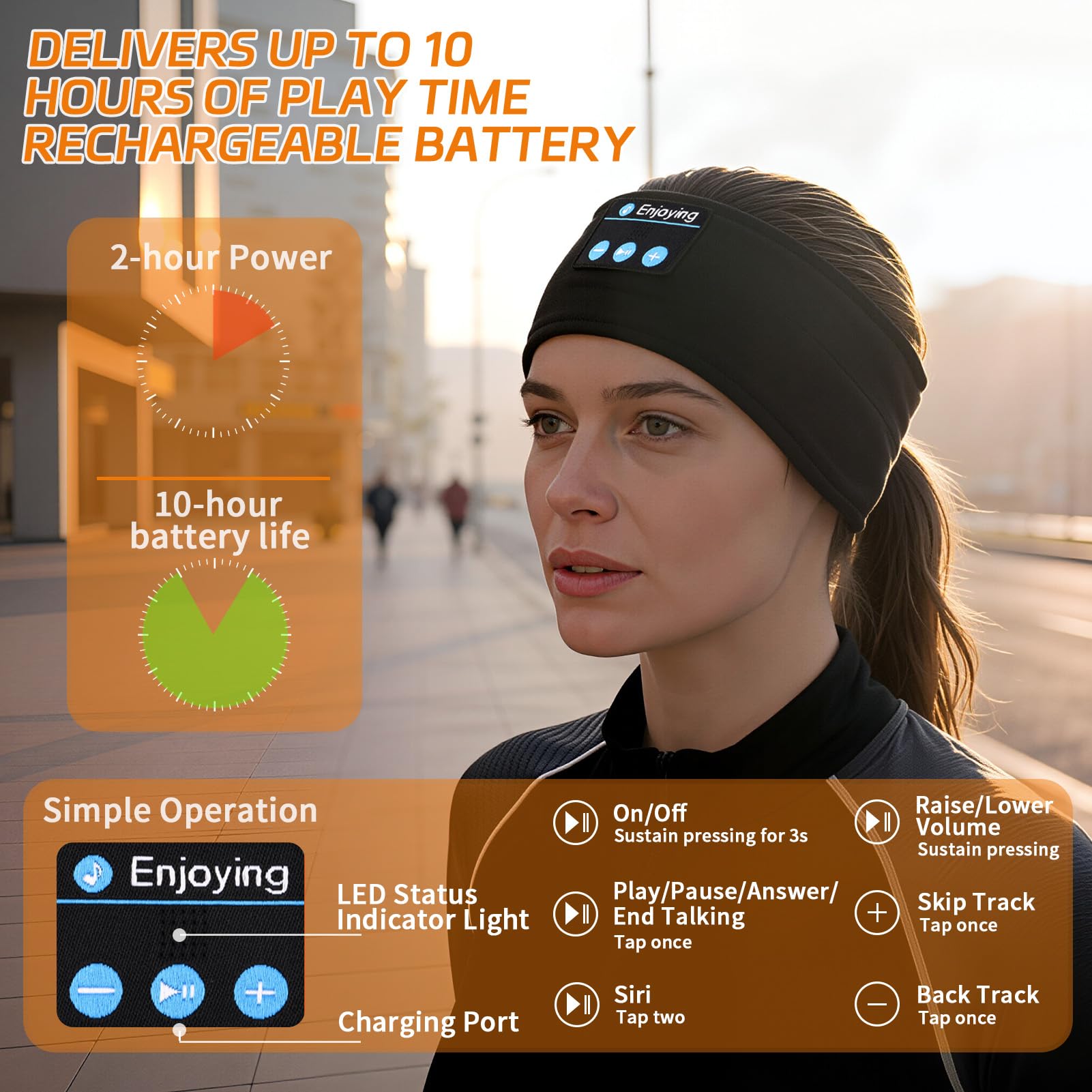 Schlafkopfhörer Bluetooth Stirnband Kabellose Schlaf Kopfhörer Schlafmaske für Seitenschläfer HD Stereo Lautsprecher Weich & Waschbar 10+h Laufzeit Geräuschdämpfung für Schlaf Yoga Sport für Männer/Fr