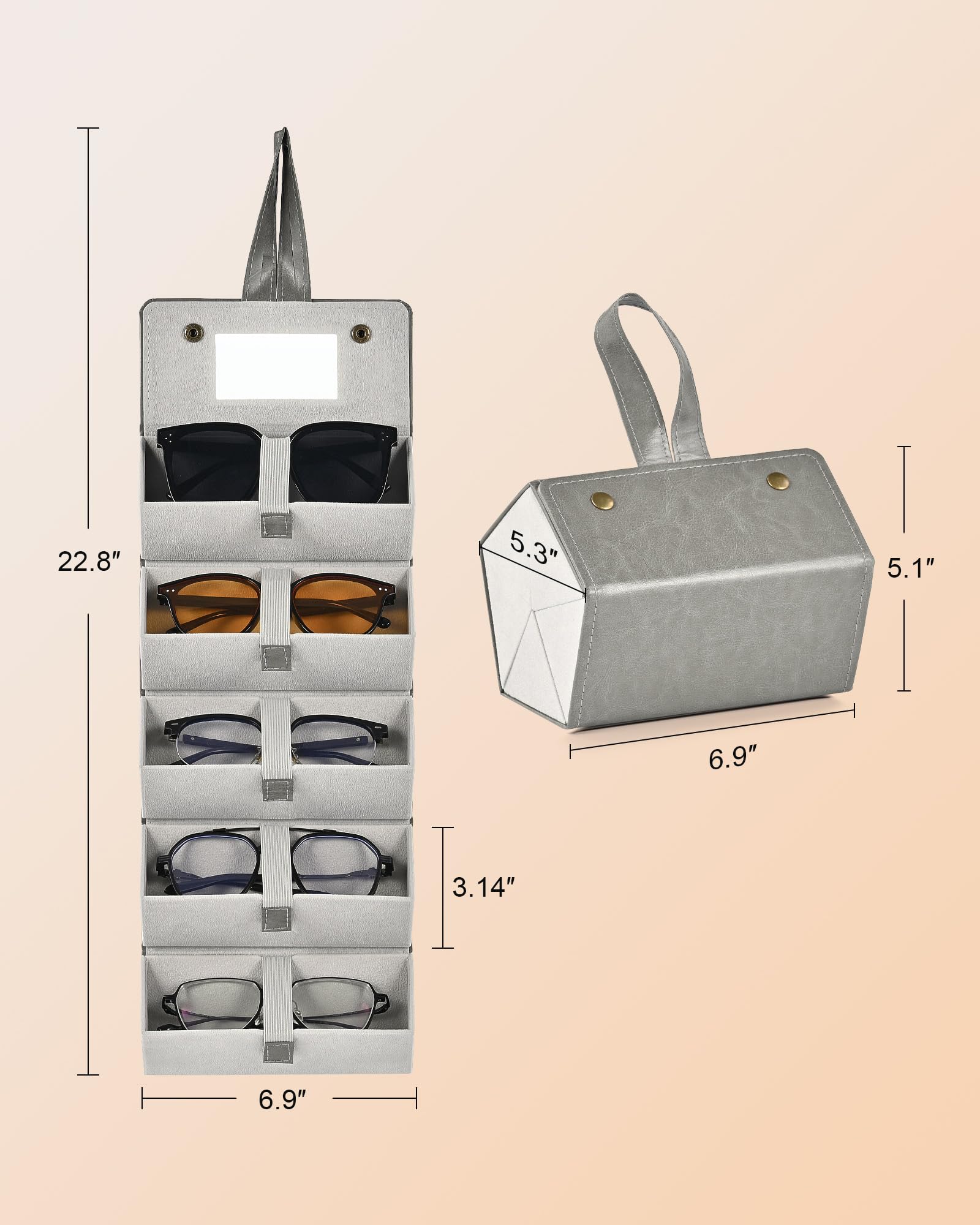 Sunglasses Organizer 5 Slots And 2PCS Eyeglass Cloth, Glasses Case Multiple Pairs Eyeglass Holder 8 thumbnail image