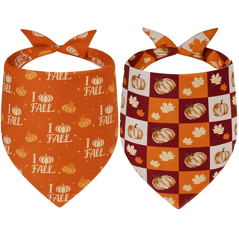 Bandana para cães Gofshy dupla face em poliéster, tamanho X-Large, fall-26A, pacote com 2