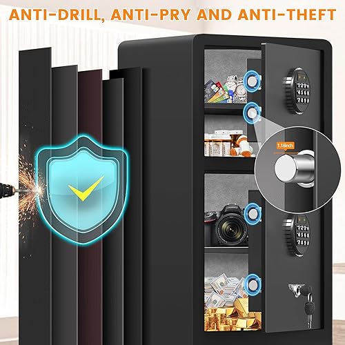 Miniatura 5 de Caja de seguridad digital resistente con compartimento oculto, resistente al fuego, resistente al agua de 7.6 pies cúbicos, resistente al fuego,