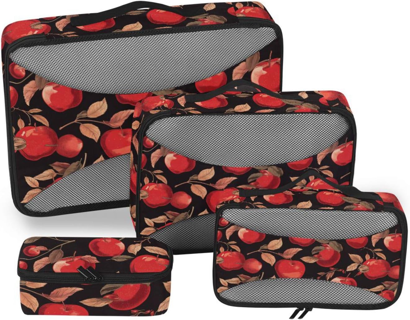 Red Personalized 4 Pcs set suitcase organizer bags Mesh Travel Essentials lightweight compression packing cube