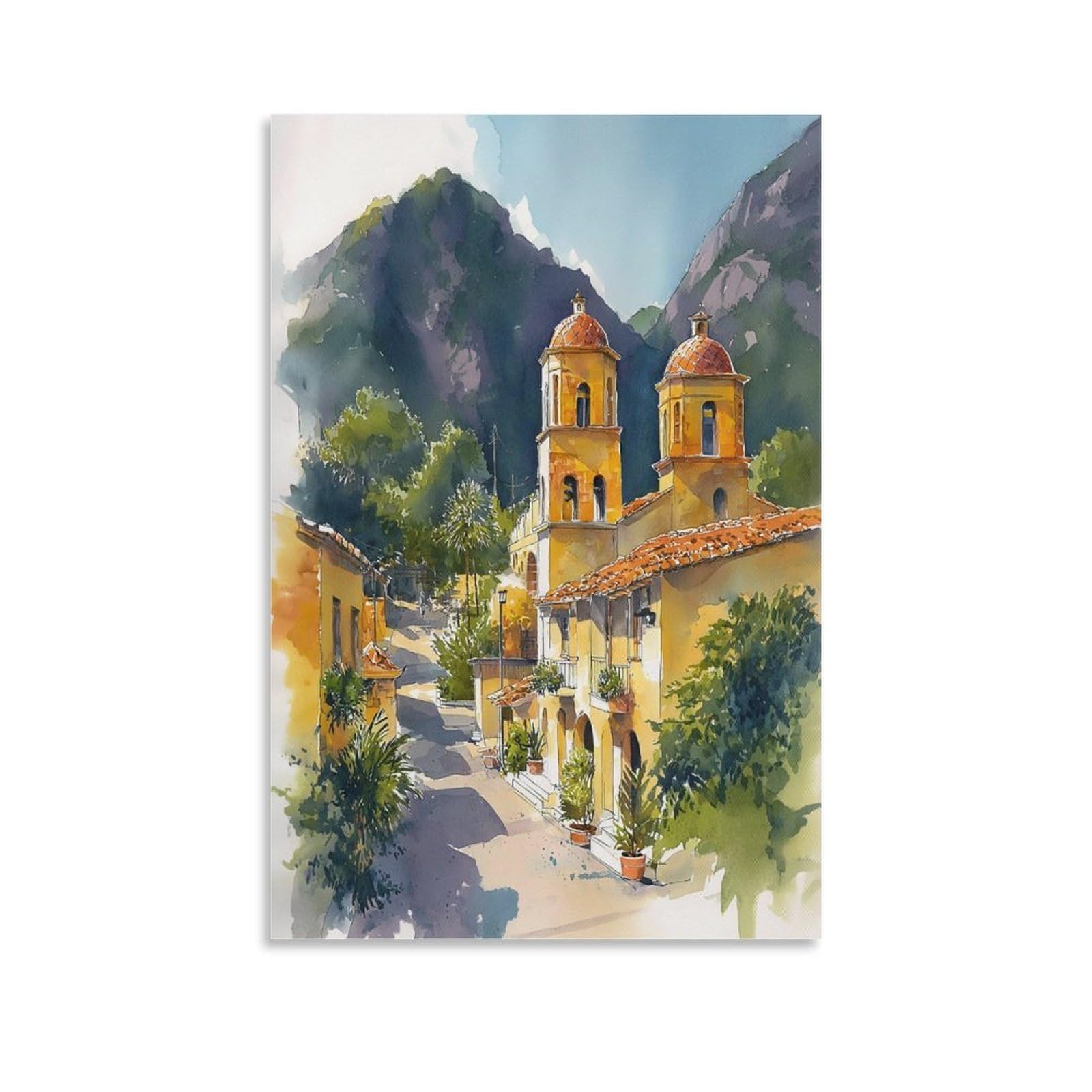 XWYMXZ Oaxaca City Mexico 24x36inch(60x90cm) Vintage Travel Poster Watercolor Canvas Art