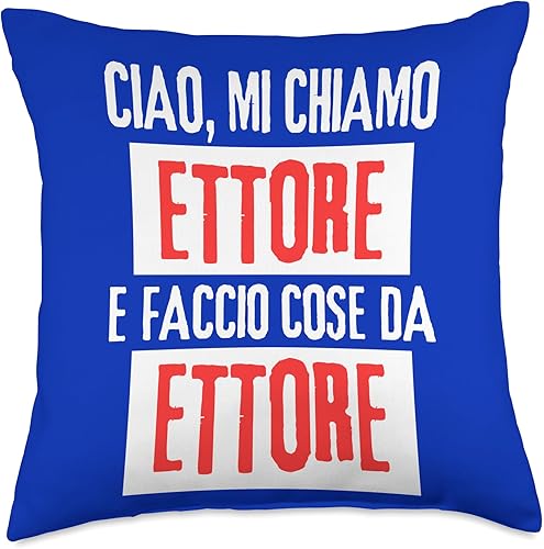 Ettore Idea Regalo Personalizzata con Nome Ciao Sono Faccio Cose Da Ettore Personalizzato - Almohada personalizada, 18 x 18 pulgadas, multicolor