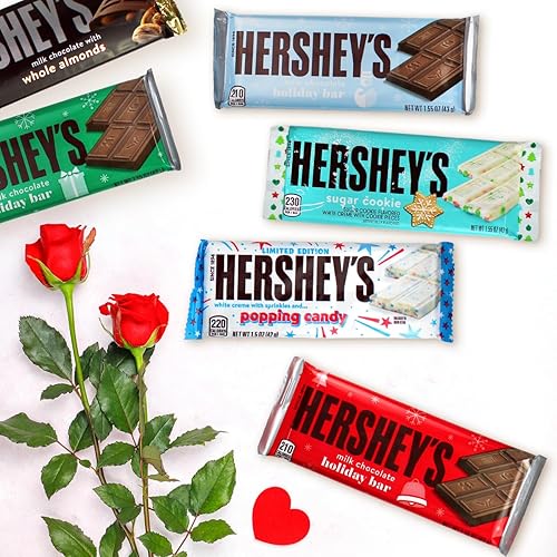 Miniatura 7 de Caja de regalo de chocolate de Navidad Hershey's Bar, galletas de azúcar, dulces y chocolate con leche, envueltos individualmente Hershey's surtidos