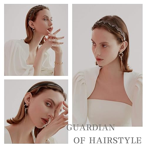 Miniatura 7 de YOCOMEY Juego de 15 aros de metal ondulado para el cabello para mujer y hombre, unisex, color negro, diadema de ondas de primavera, banda elástica