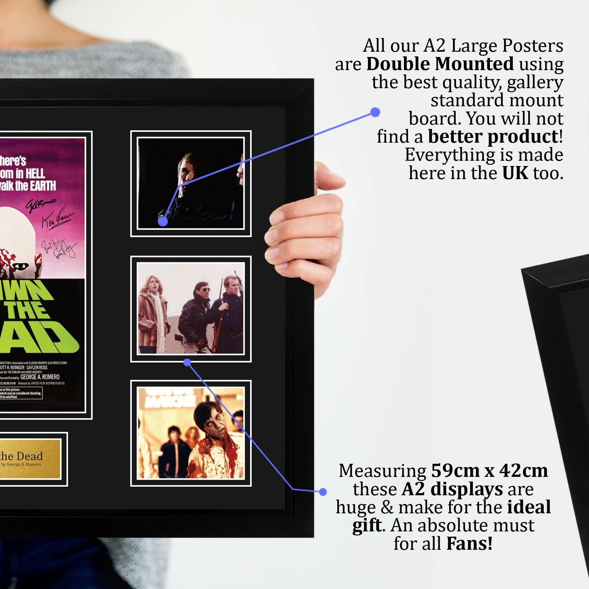 HWC Trading Dawn of the Dead Podpisany Plakat Filmowy A2 Deluxe w Ramie