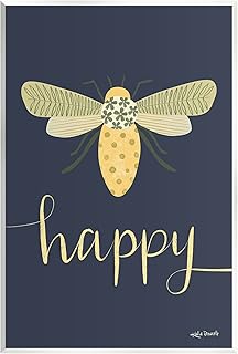 Stupell Industries Happy Patterned Insect Bug Calligraphy Wood Wall Art, Design by Katie Doucette