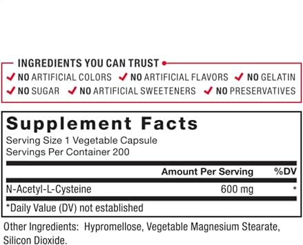 Force Factor NAC 600 mg, N-Acetyl Cysteine for Liver Health, Immune Support & Antioxidant Production, Clinically Studied Dose, 200 Servings