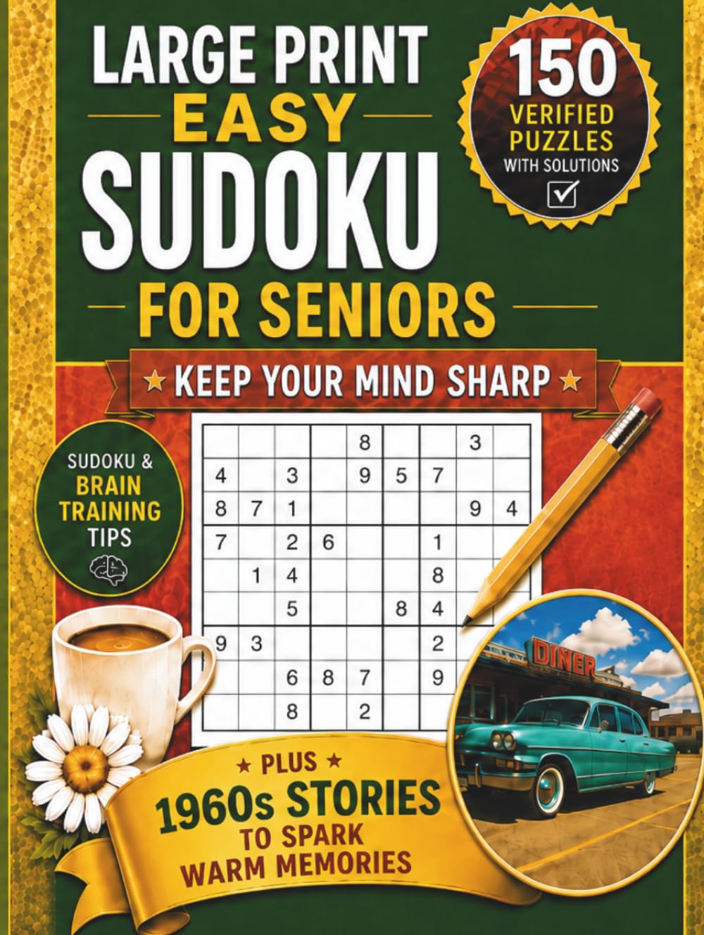 Large Print Easy Sudoku for Seniors - Keep Your Mind Sharp: 150 Verified Puzzles with Solutions and Sudoku & Brain Training Tips to Support Focus and ... (Ageless Brain: The Decades Collection)