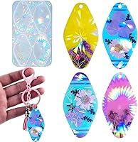 BROVITI Vintage Holographic Blank Hotel Keychain Resin Silicone Mold - DIY Epoxy Casting for Jewelry, Keychains, Earrings