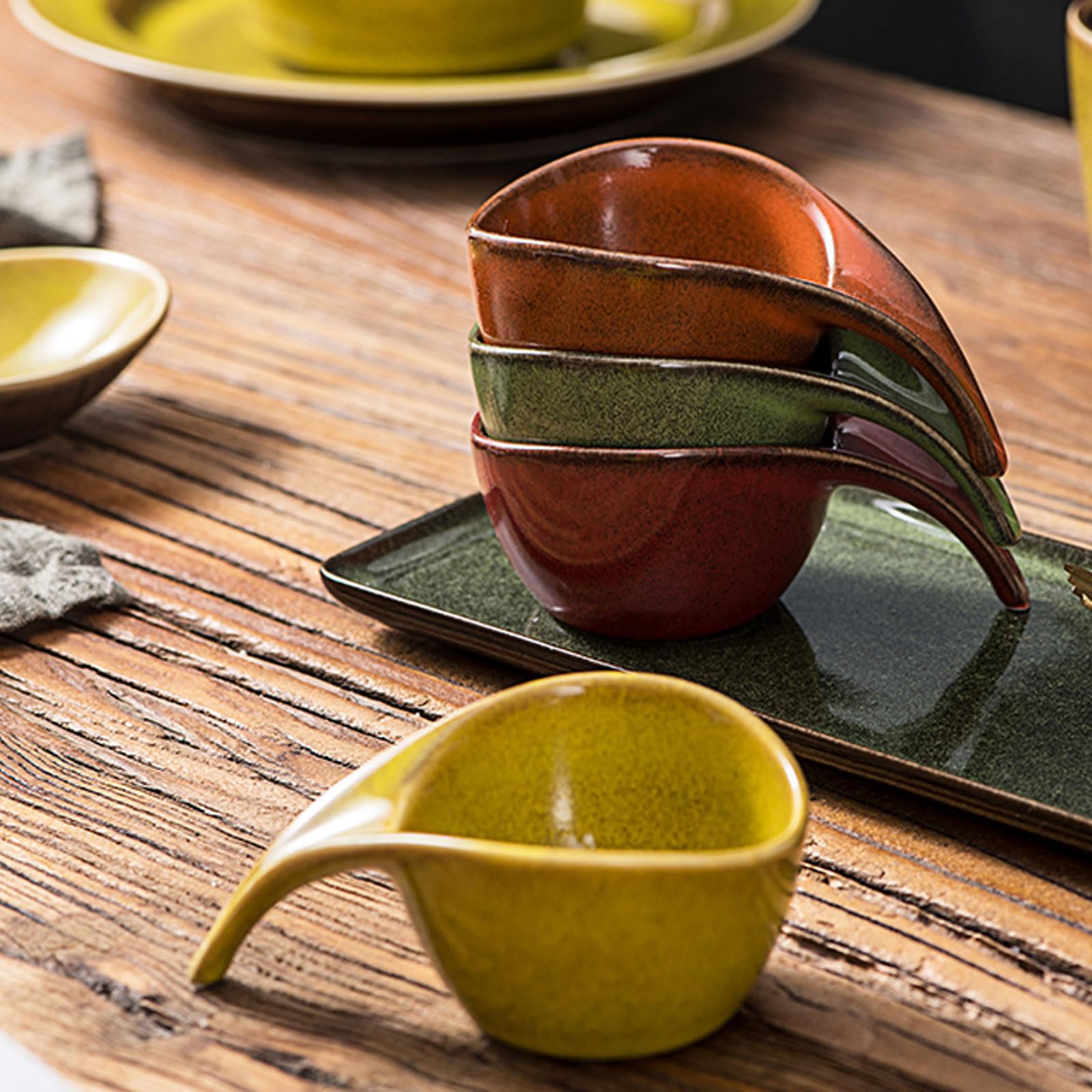 Cuencos Salsa Soja Salsera Ovalados Cuencos-CeráMicos DiseñO Funcional Para Salsas Postres Aperitivos Reuniones Familiares-A