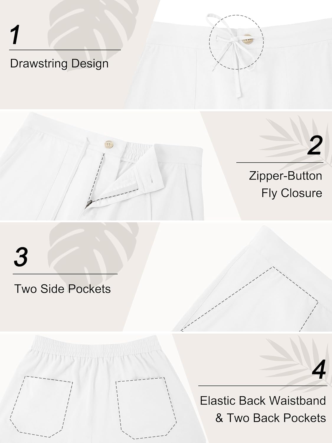 Tall Mens Casual Linen Pants 31/33/35/37 Inseam Beach Slacks Summer Long Drawstring Straight Leg Relaxed Fit - Image 5