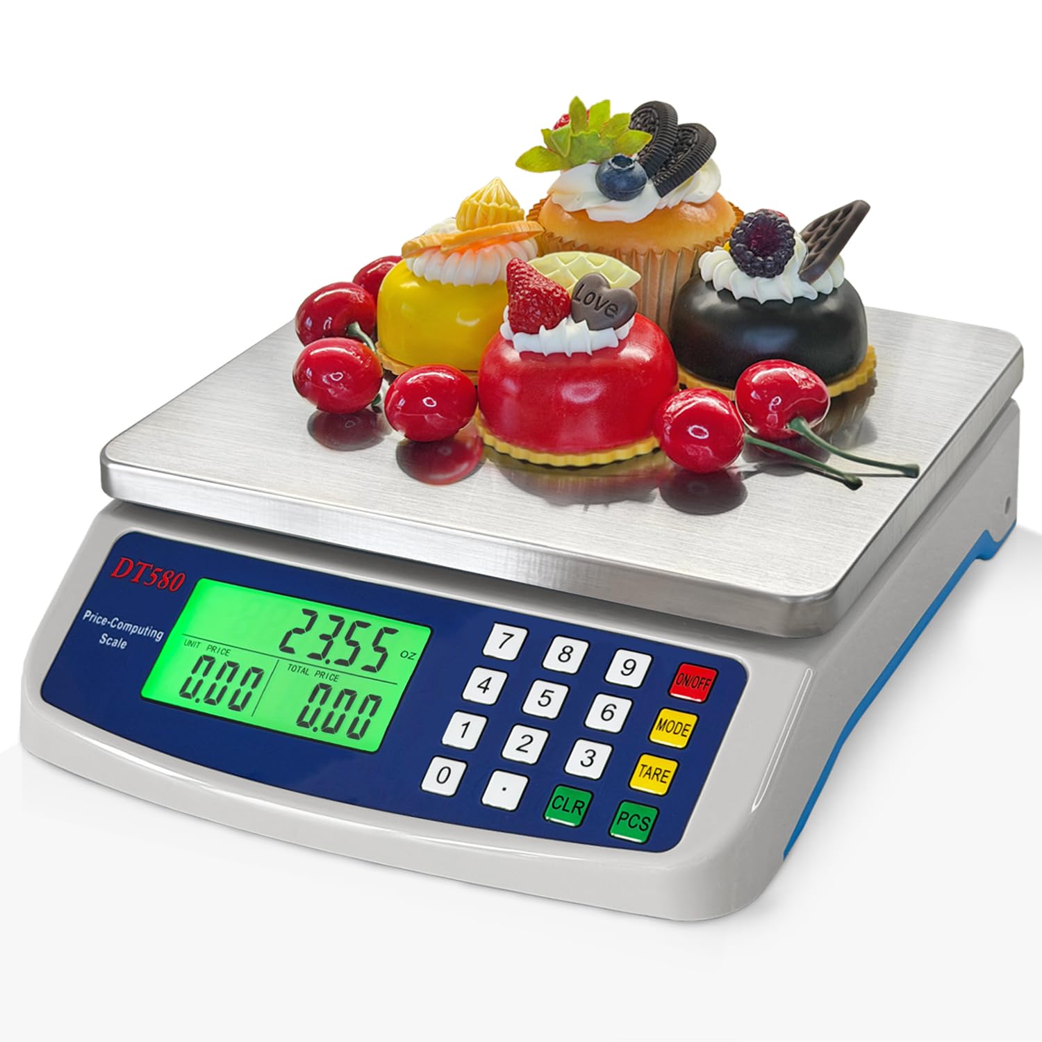 Large Digital Kitchen Scale 40kg/88lb Stainless Steel Price Computing Scale Counting Scale Deli Scale with LCD Display for Baking Bread Cooking Meat