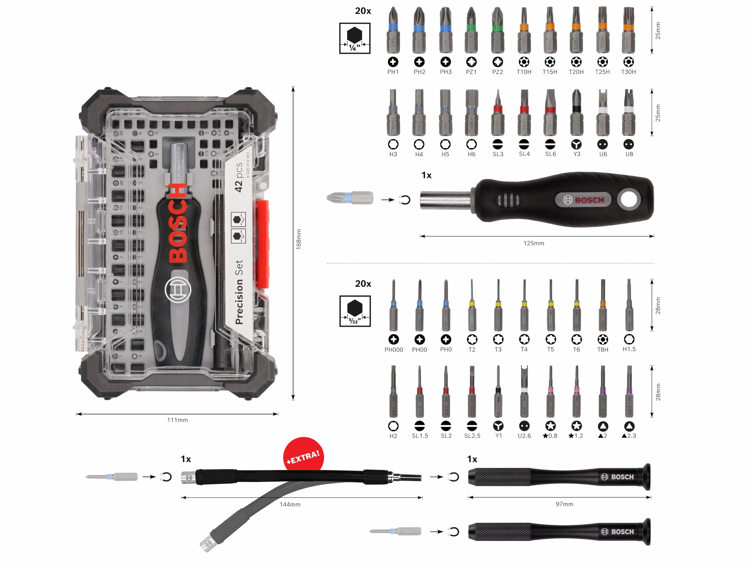 Bosch Juego de puntas de destornillador PB SDB, 42 piezas