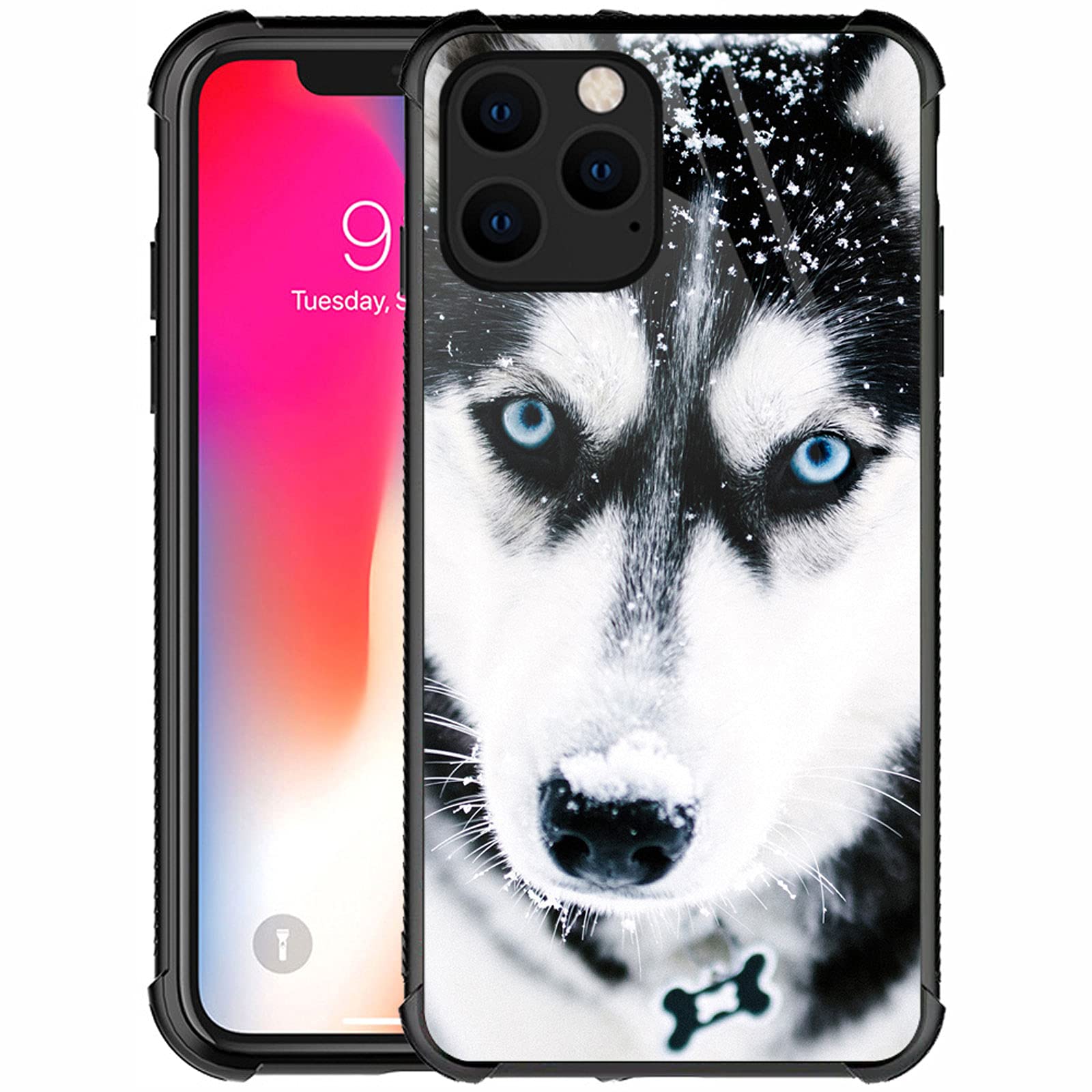 CARLOCA Compatible with iPhone 13 Pro Max Case,Husky Dog Muzzle Blue Eye Pattern Design for Girl Boy Shockproof Anti-Scratch Case for iPhone 13 Pro