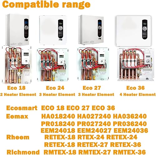 Miniatura 3 de Elemento calefactor HE 90240 compatible con ECO 18, 24, 27, 36, 9000 W240 V, elemento calentador de agua Eco'smart 18242736 sin tanque de agua,