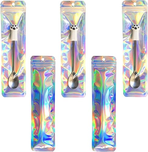 Miniatura 7 de 100 bolsas holográficas para bolígrafos, bolsas de embalaje holográficas para pequeñas empresas, bolsas de almacenamiento resellables a prueba de