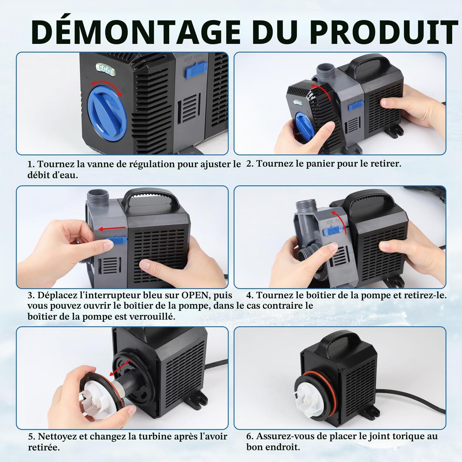 Pompe de Bassin EXLECO Super ECO 3000L/H 10W Exterieur Basse Consommation